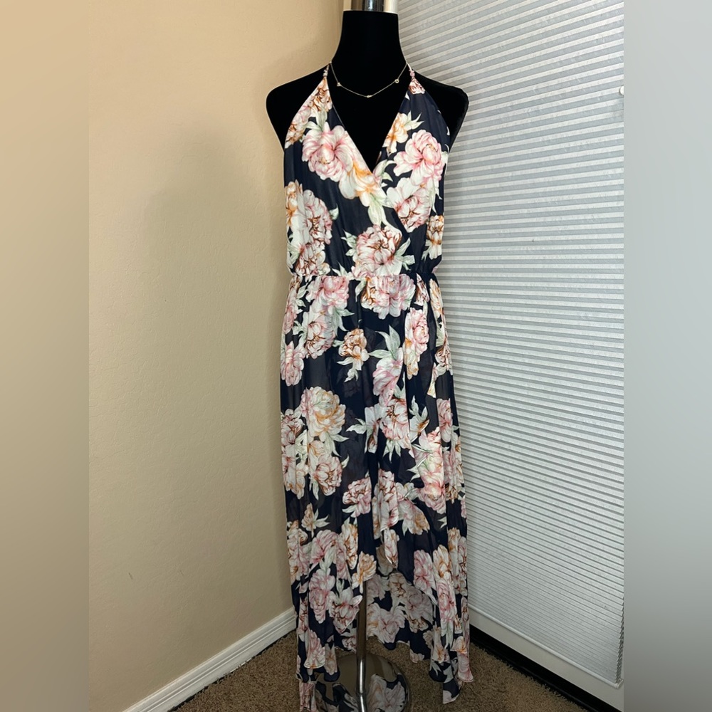 Lavender Brown Willa Floral High Low Dress NWT